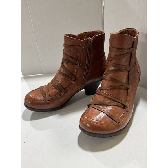 Miz Mooz Claudia Ankle Boots Booties Brown Cognac Womens Size 37 - Picture 1 of 13